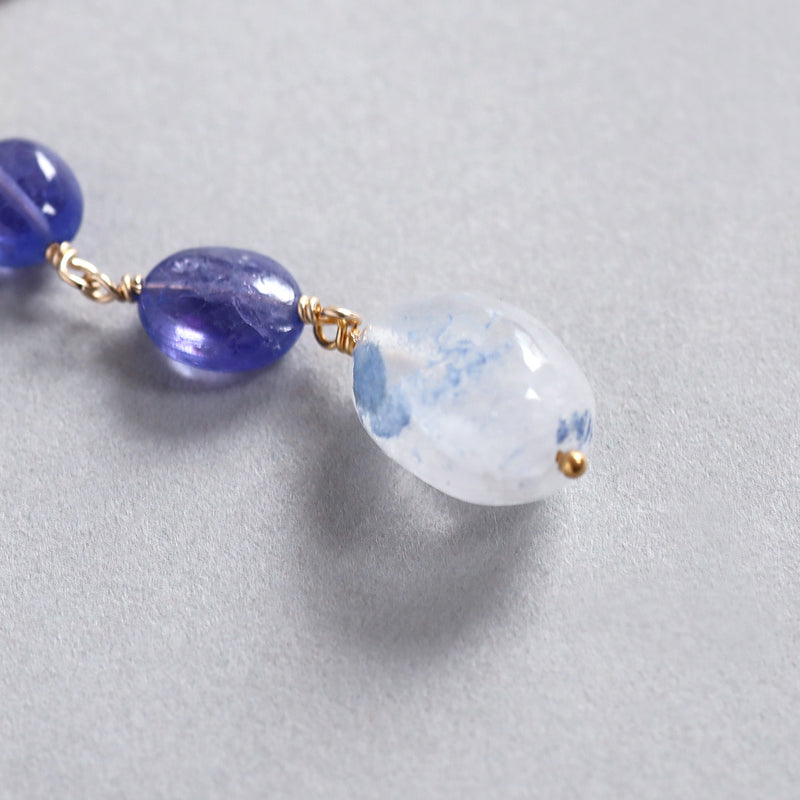 luxe Essence ピアス デュモルチェライトインクォーツ&タンザナイト 3stones