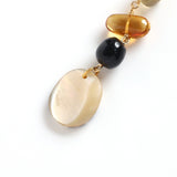 One of a kind ロングピアス ビアクォーツ＆ウィルクス貝 4stones