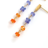 luxe Essence ショートピアス タンザナイト＆カーネリアン