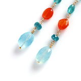 luxe Essence ロングピアス アクアマリン&カーネリアン