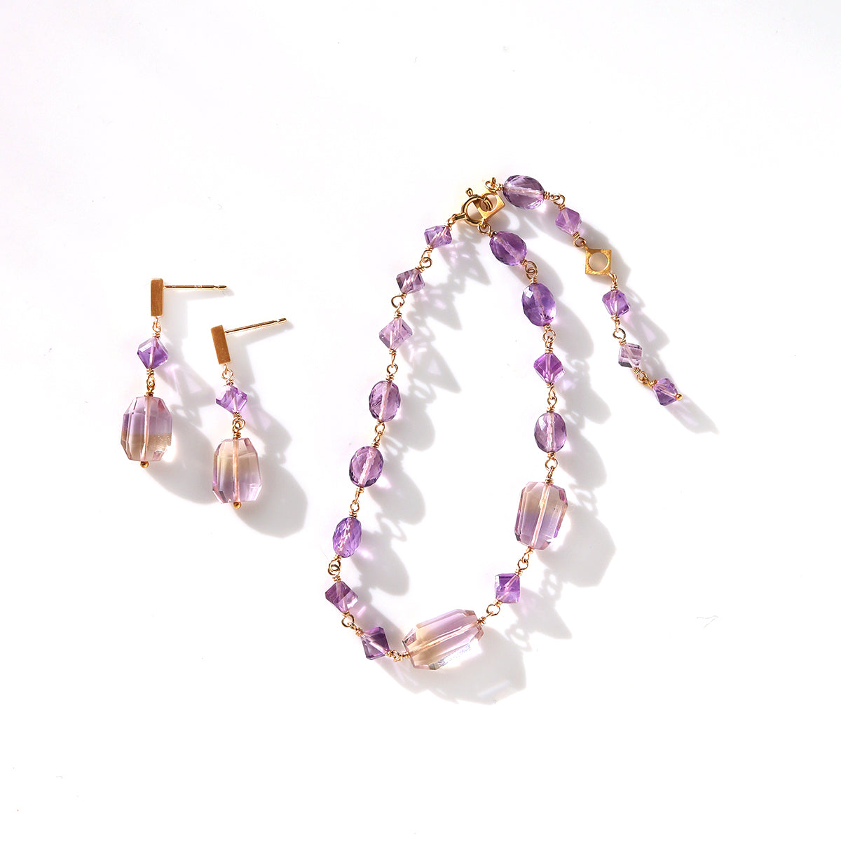 luxe Essence ショートピアス アメトリン＆アメシスト | エシカル 