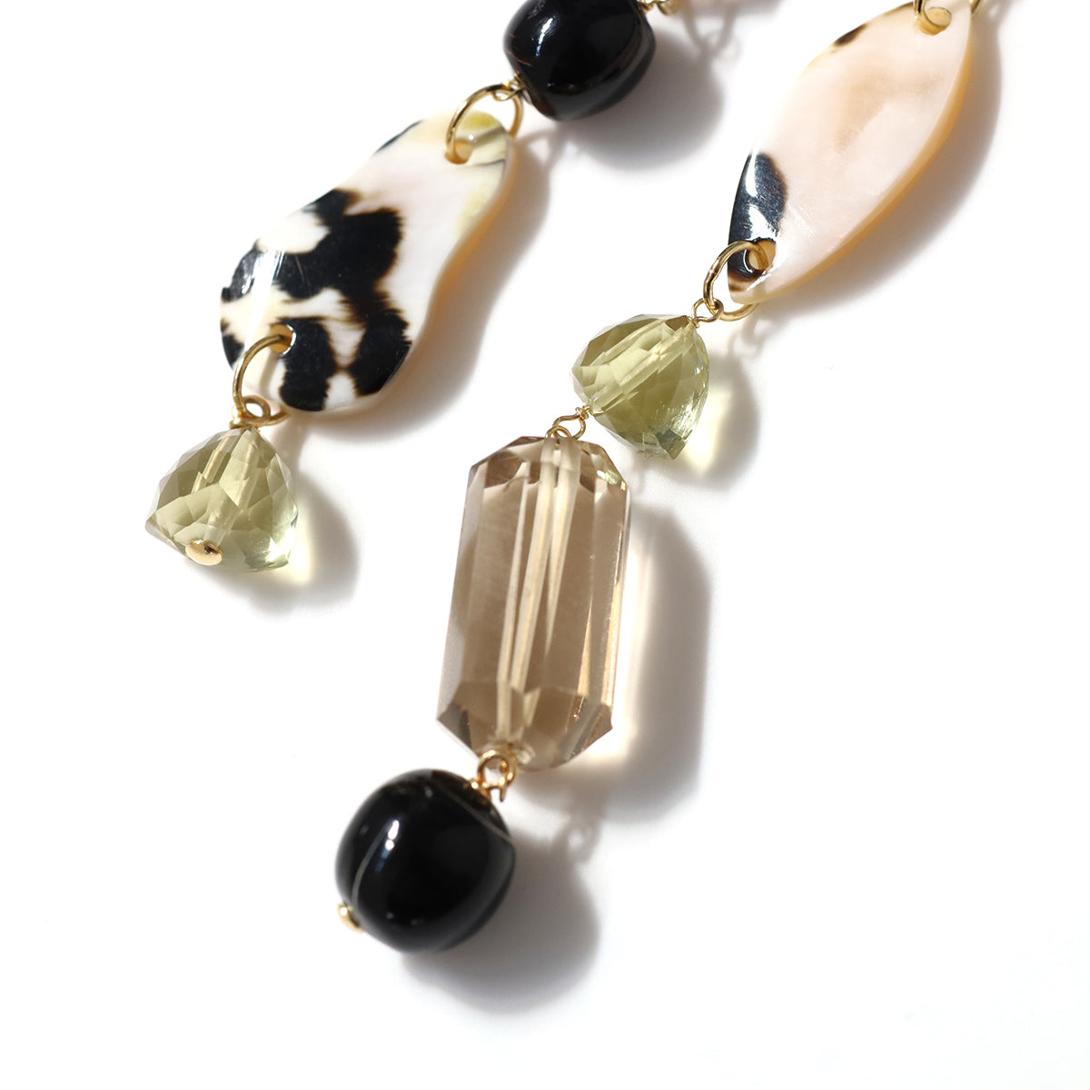 One of a kind ピアス トルマリン＆ウィルクス貝 | エシカル