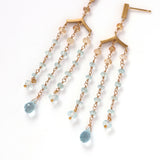 luxe Essence シャンデリアピアス アクアマリン＆インペリアルトパーズ