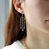 luxe Essence シャンデリアピアス アクアマリン＆インペリアルトパーズ