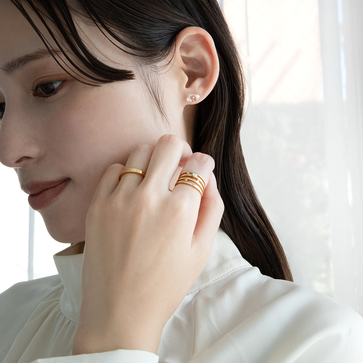 Dotsダイヤモンド ピアス ハーキマーダイヤモンド ｜エシカル