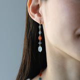 luxe Essence ロングピアス アクアマリン&カーネリアン