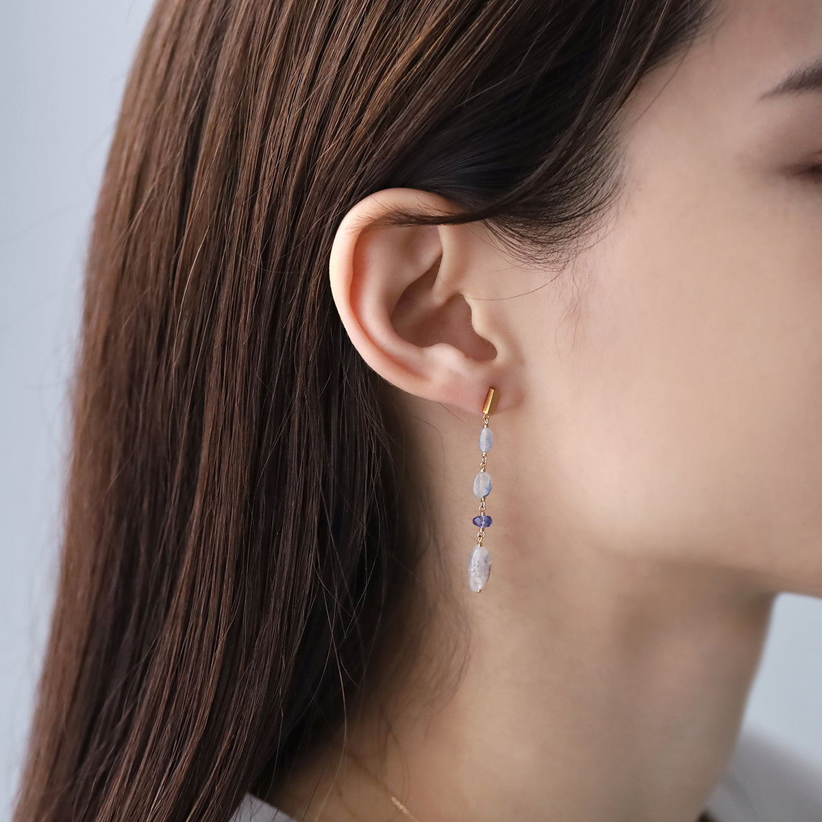 luxe Essence ピアス デュモルチェライトインクォーツ&タンザナイト