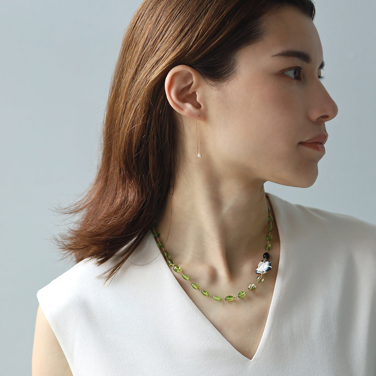 One of a kind ネックレス ペリドット&ウィルクス貝 | エシカル