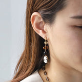 One of a kind ロングピアス ビアクォーツ＆ウィルクス貝 4stones