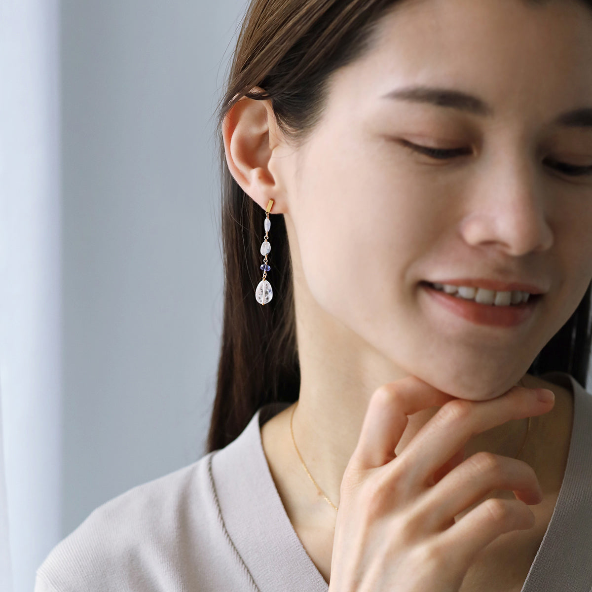 luxe Essence ピアス デュモルチェライトインクォーツ&タンザナイト