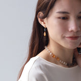 luxe Essence ショートピアス シトリン＆ロンドンブルートパーズ
