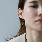 One of a kind ロングピアス ビアクォーツ＆ウィルクス貝 3stones