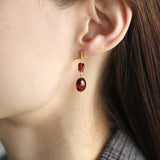 luxe Essence ショートピアス ガーネット ツイスト&オーバル