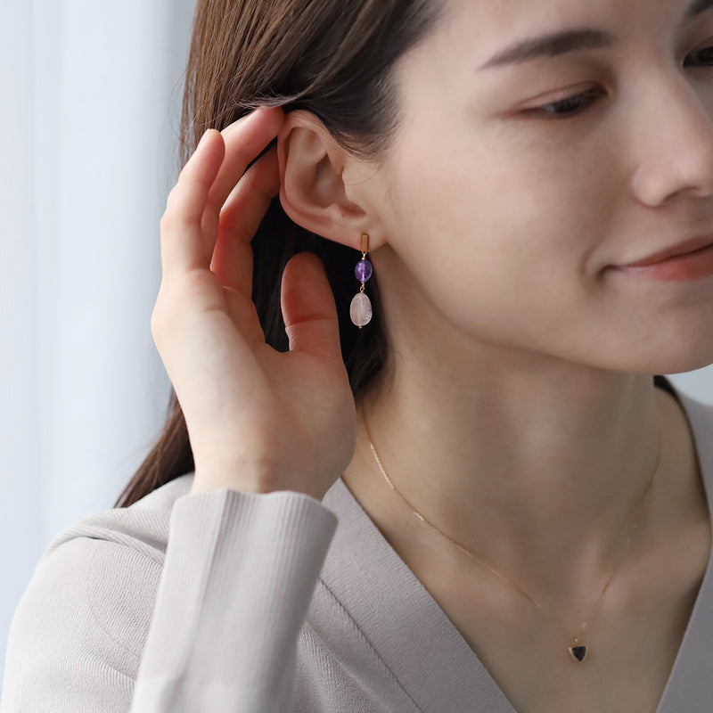 luxe Essence ピアス デュモルチェライトインクォーツ&タンザナイト 2stones