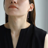 luxe Essence ロングピアス アメシスト キューブ