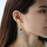 luxe Essence ロングピアス ターコイズ＆オリーブクォーツ