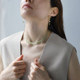 luxe Essence ロングピアス ペリドット＆クリソベリルキャッツアイ 4stones