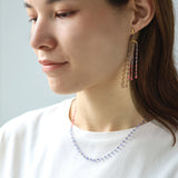 luxe Essence シャンデリアロングピアス タンザナイト＆ピンクスピネル