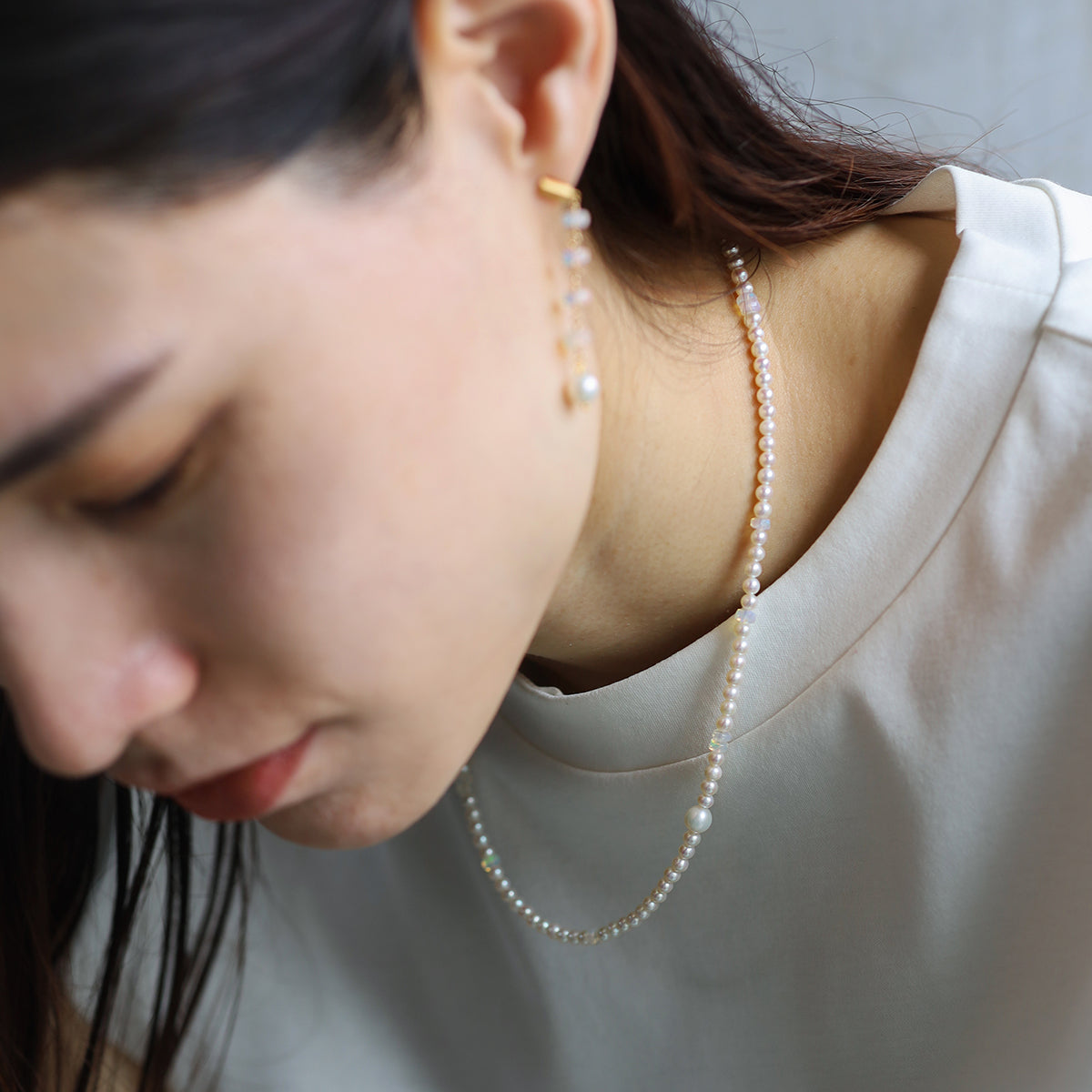 luxe Essence ネックレス 淡水パール＆オパール | エシカルジュエリー