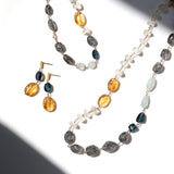 luxe Essence ショートピアス シトリン＆ロンドンブルートパーズ