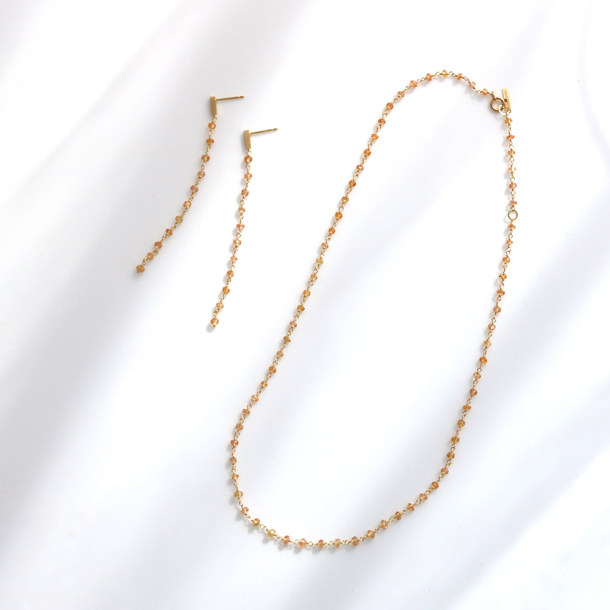 luxe Essence K18ロングピアス オレンジサファイア | エシカル