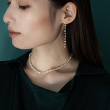 【9/30までイヤリング交換無料】luxe Essence  ロングピアス　芥子パール&ダイヤモンド