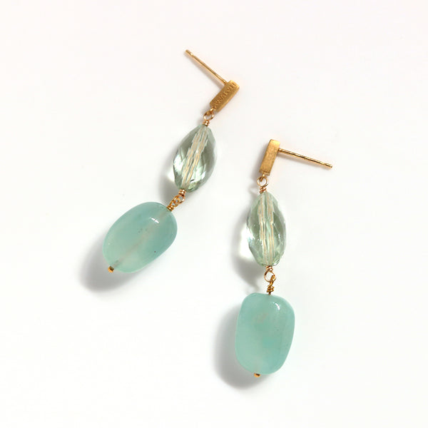 グリーンアメジスト アクアプレーズ ピアス  18金 K18  HASUNA エシカルジュエリー