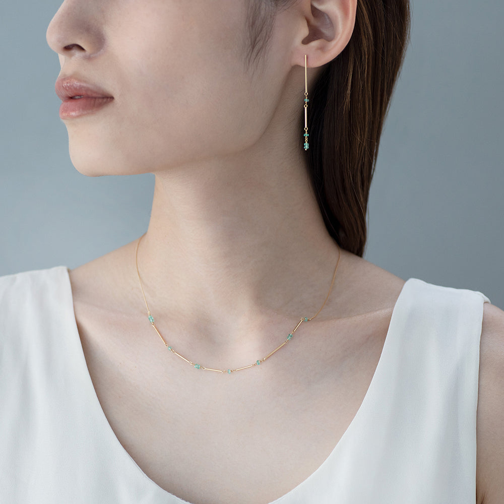 Flow ネックレス エメラルド | エシカルジュエリー HASUNA(ハスナ)